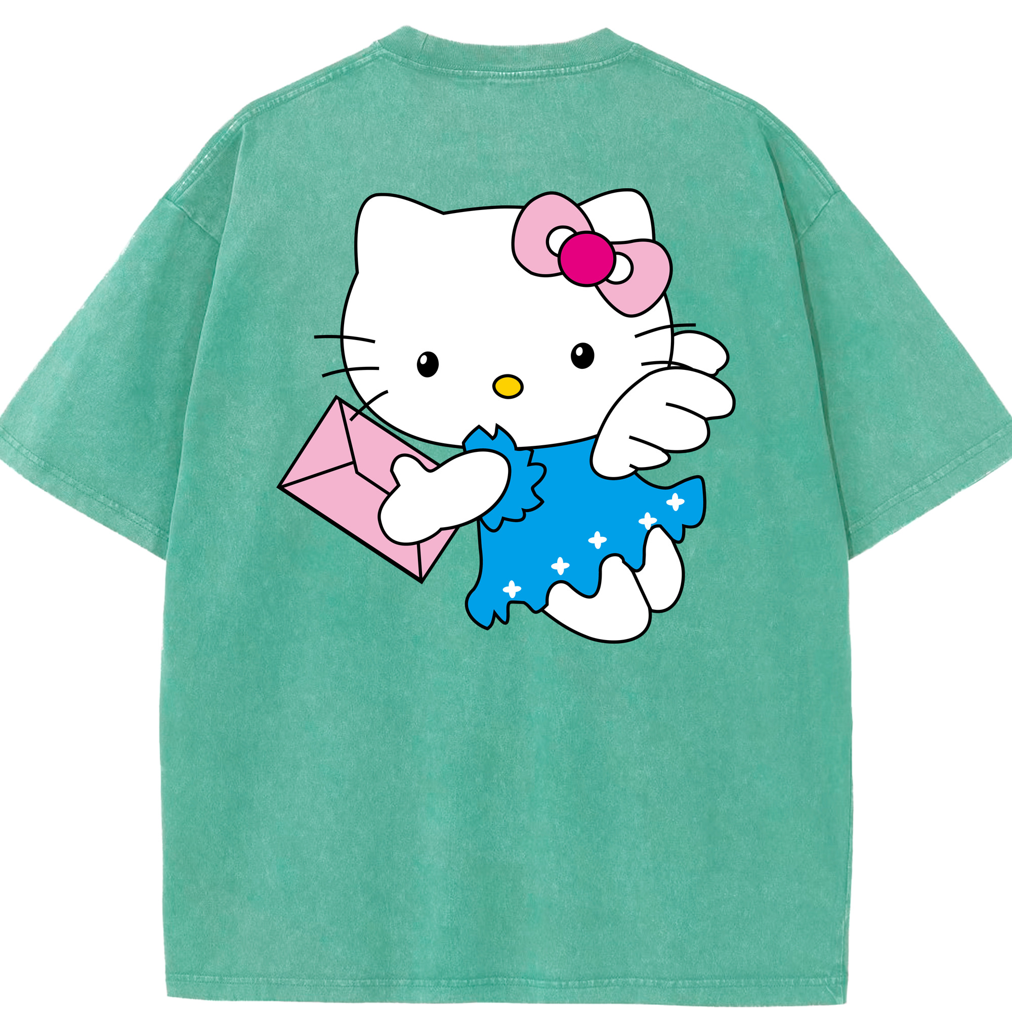 （画像用） Hello Kitty ハローキティ 綿100% ヴィンテージ風 半袖Tシャツ（背面プリント）
